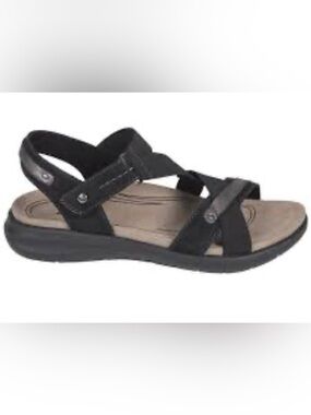 Earth Bali Valcro Closure Black and Silver Sandal Size 8.5